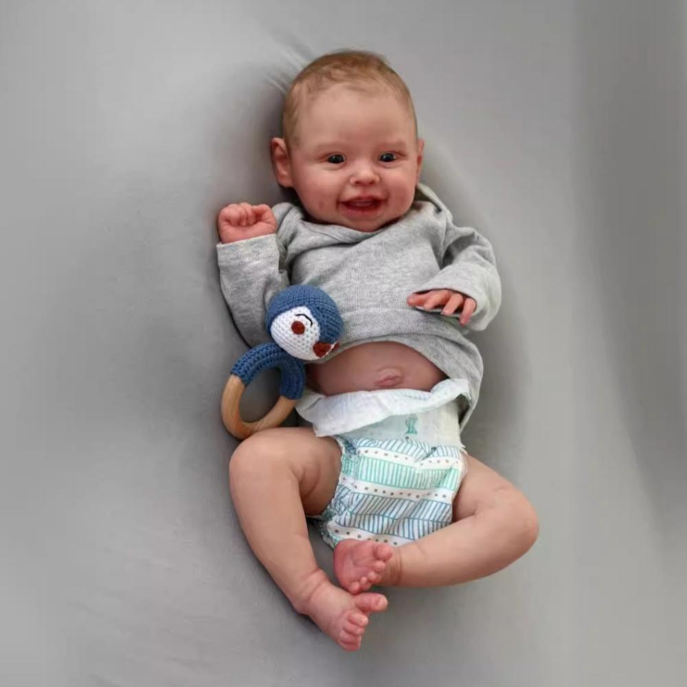 

Повне тіло Reborn Boy Dolls Харпер 50 см Силіконова банка для душа Усміхнене обличчя з ямочками Милі ляльки-дівчинки 3D-малюнки на шкірі Реалістична імітаційна лялька Full Silicone Boy