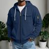 Men's Casual Multi-Pocket Zip Hoodie, Outdoor Cargo Jacket for Sports and Daily Wear