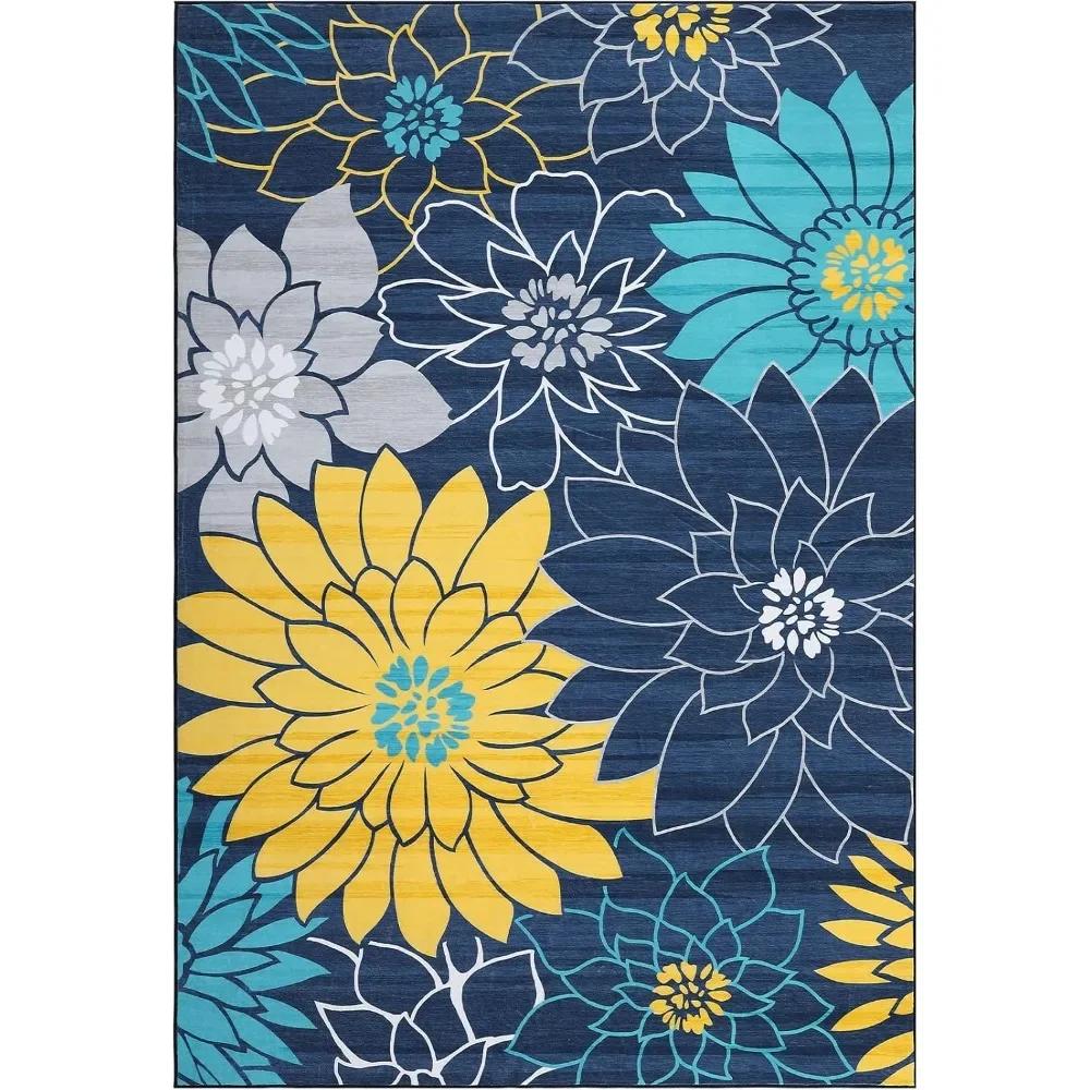 

Цветочные ковры, моющийся ковер, нескользящий ковер для гостиной, напольные коврики, красочные цветочные ковры для столовой, детский офисный ковер 40X60cm-16x24in