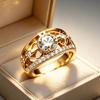 Vintage Bohemian Style Plated KC Gold and Copper Ring with Artificial Zirconia Is Suitable for Valentine's Day -Suitable for Daily Wear and As a