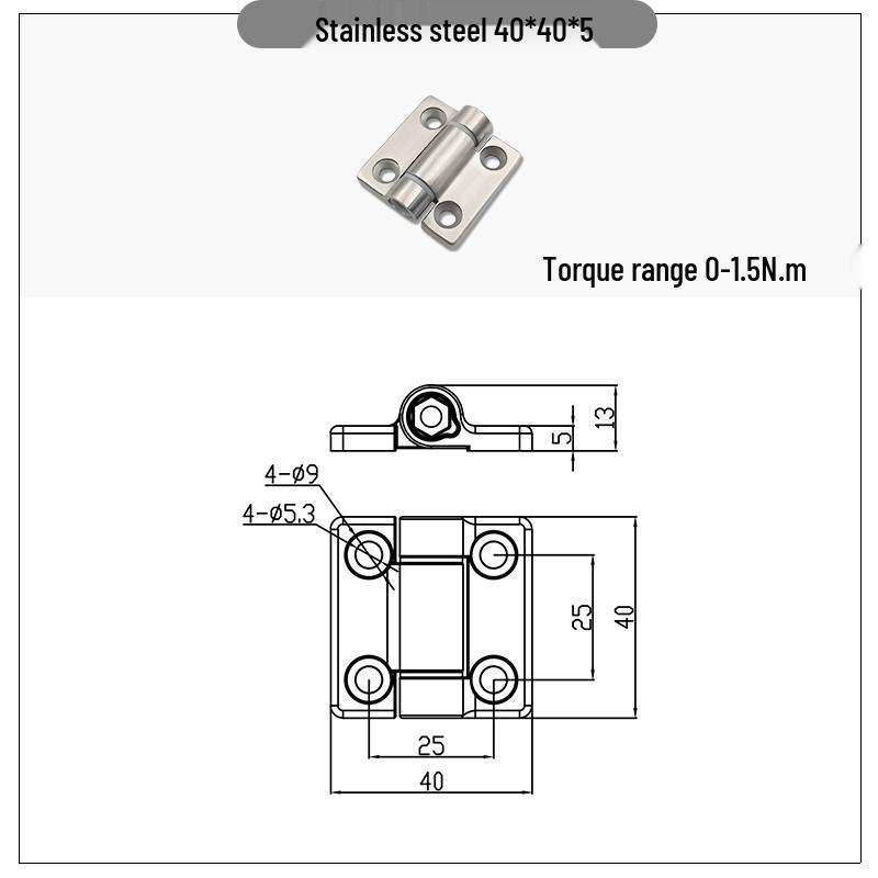 Stainless Steel Adjustable Torque Damping Hinge with Positioning Stop