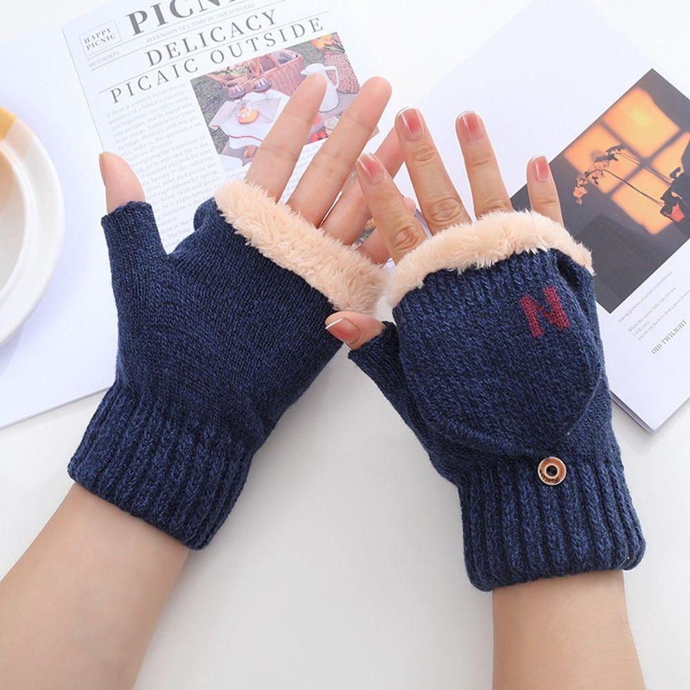 Woolen Cloth Flip Cover Gloves Thickened Mittens Gloves Fashion Winter Gloves  Outdoor Sports
