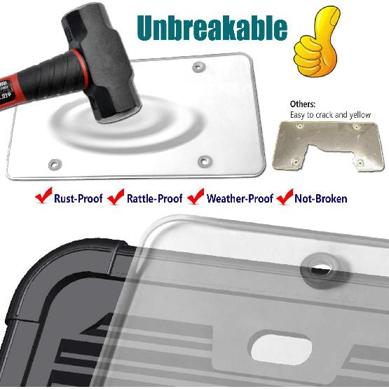 Aootf License Plate Protector- Clear Novelty Number Plate Cover With Silicone Car Tag Frame, Unbreakable Cover To Protect Front Or Back License Plate