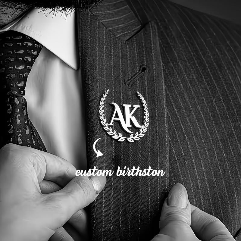 

Customized Wheat Flower Name Brooch For Men New Elegant Gold Color Stainless Steel Personalized Jewelry Gentleman Groomsman Gift