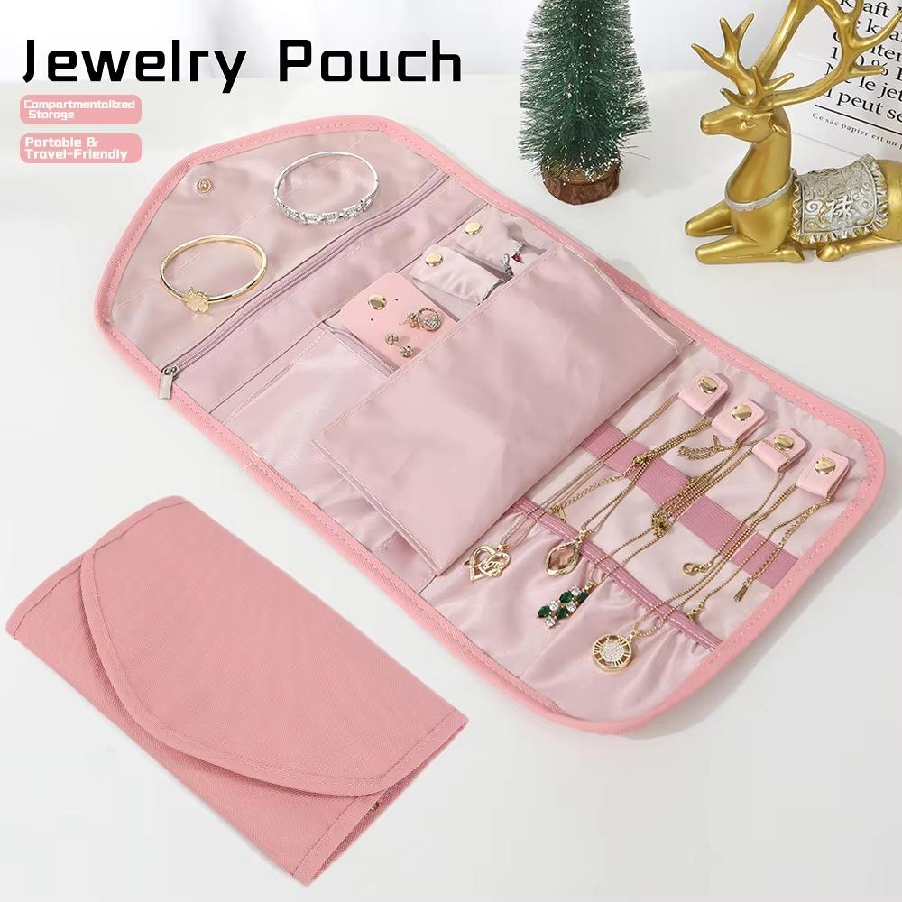 Portable Travel Storage Bag Foldable Design Jewelry Pouch Jewelry Case  Necklaces Earrings