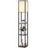Floor Lamp with Shelves, 3 Layer Column Modern Standing Lamp for Living Room, Bedroom, Office, Bulb not Included, Black