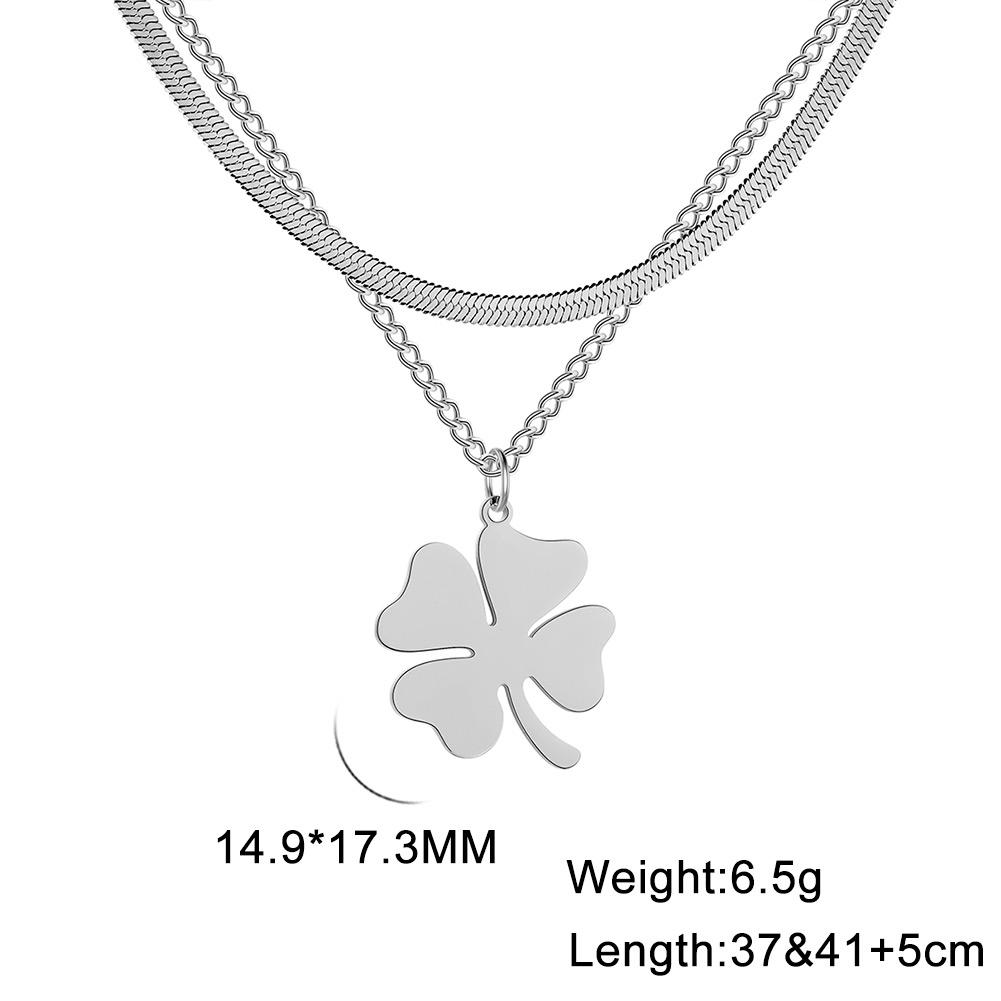 Clover Necklaces for Women Girls Lucky Stainless Steel Pendant Double Layer Gothic Classic Necklace Jewelry 2026 Gifts Wholesale