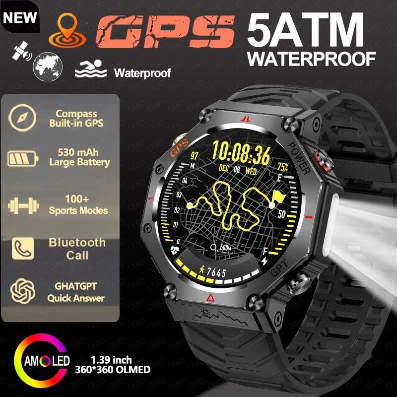 2026 Outdoor Sport Smart Watch GPS Built-in Dual-band GNSS Compass Waterproof Military AI Assistant Sport Smartwatch Men Woman