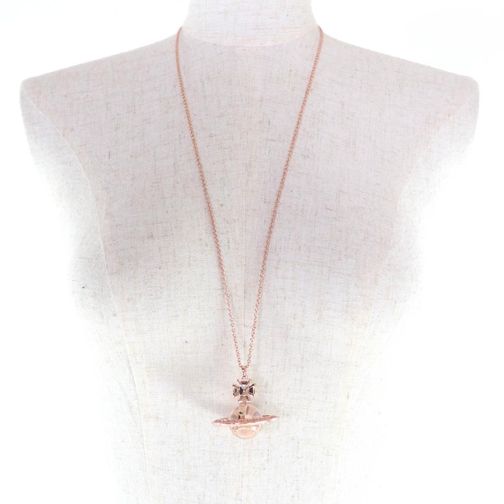 Excellent Vivienne Westwood Orb Necklace Pendant with Rhinestones Rose Pink Used