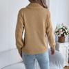 Suéter de punto trenzado de cuello alto de color para mujer con mangas