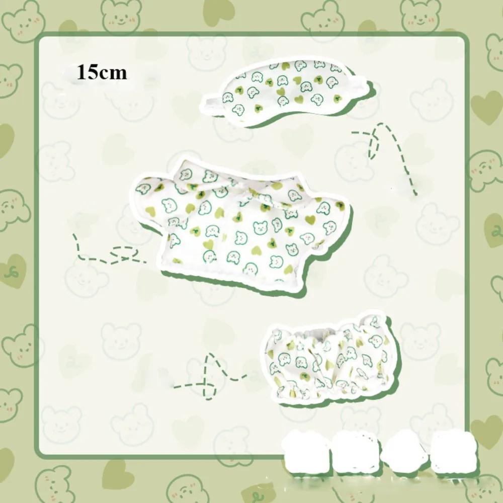 New 15cm/20cm Cotton Doll Pajamas With Eye Mask Cartoon Doll Sleep Clothes Cute Replament Bathrobe Dolls Acssories