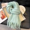 North thickened warm scarf soft waxy couple shawl winter high sense solid color versatile fringed scarf women