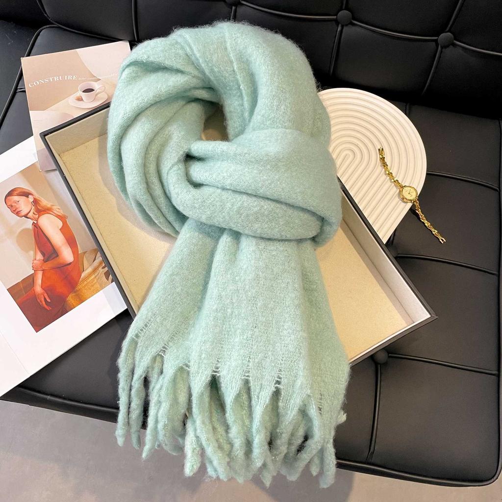 North thickened warm scarf soft waxy couple shawl winter high sense solid color versatile fringed scarf women