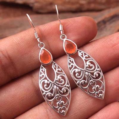 Brinco de cornalina, joias feitas à mão, pendente de prata 925, joias femininas