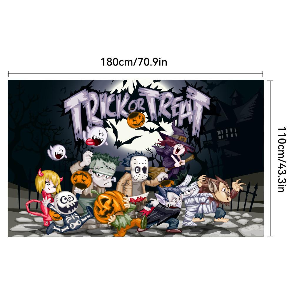 

1pc Halloween Party Backdrop Trick or Treat Printed Banner Dustproof Washable for Halloween Themed Party Background Decoration 100x150cm