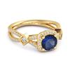 Blue Sapphire Halo Ring - 925 Sterling Silver Gold Vermeil