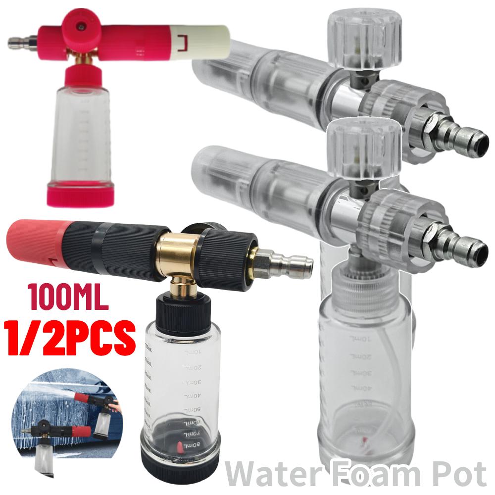 1/2PCS Water Foam Pot with 1/4 Inch Quick Connector 4500PSI Adjustable Pressure Washer Gun 100ml Car Wash Snow Foam Lance Pot