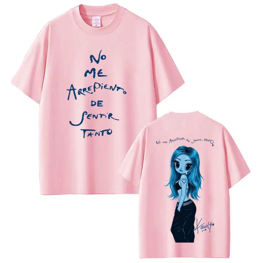 2026 Neues Karol G No Me Arrepiento De Sentir Tanto Album 2026 Grafikdruck Unisex Kurzarm-T-Shirt, Hip-Hop Mode Lässiges Streetwear-Oberteil