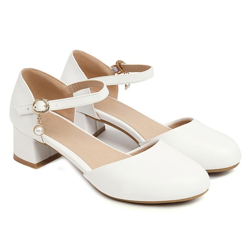 Pásky Nízké Podpatky Dámské Mary Janes Boty Léto Pohodlné Elegantní Krátký Podpatek Párty Svatba Kancelářská Obuv Dívky Velká Velikost