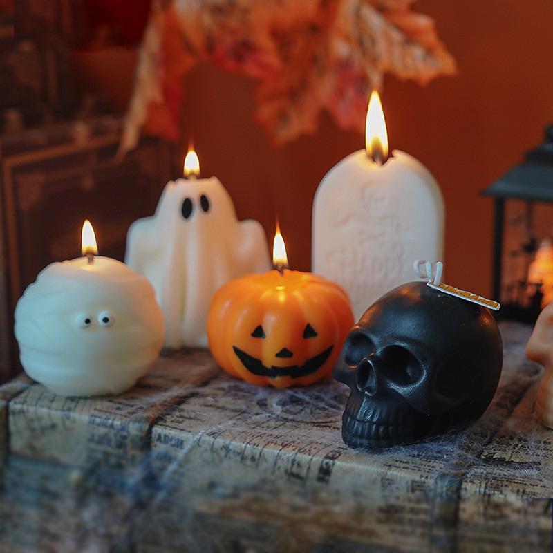 Handcrafted Halloween Ghost Scented Candle Single Wick Jar Design Cute Styling Atmosphere Candlelight Aromatherapy Candle Props