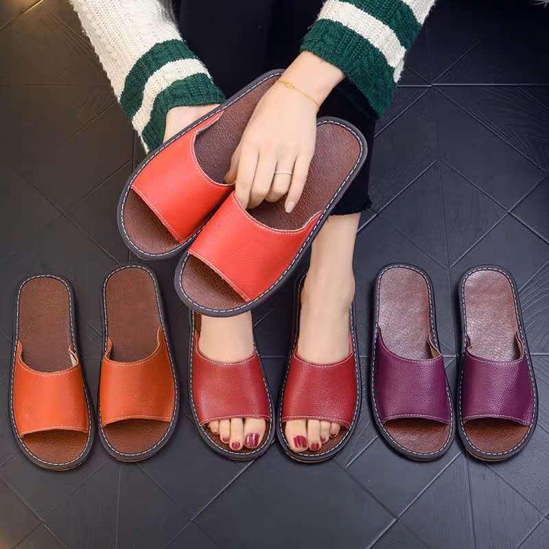 Pánské a dámské letní pantofle z pravé kůže s protiskluzovou podrážkou