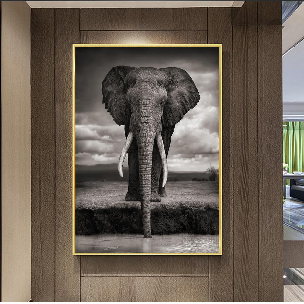Nordic Creative Elephant Wall Paintings Print On Canvas Art Prints Animals Black And White Animals Wall Pictures For Living Room