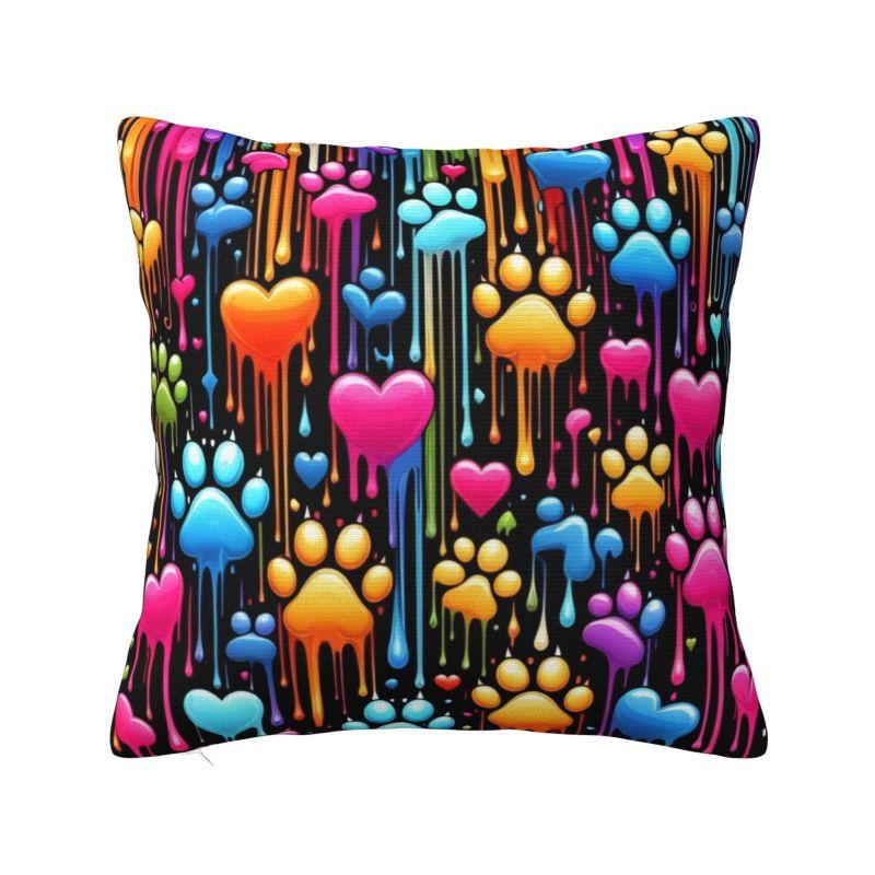 Colorful Animal Footprint Dog Paw Prints Cushion Cover cm Velvet Throw Pillow Case for Living Room Bedding Sofa Pillowcase