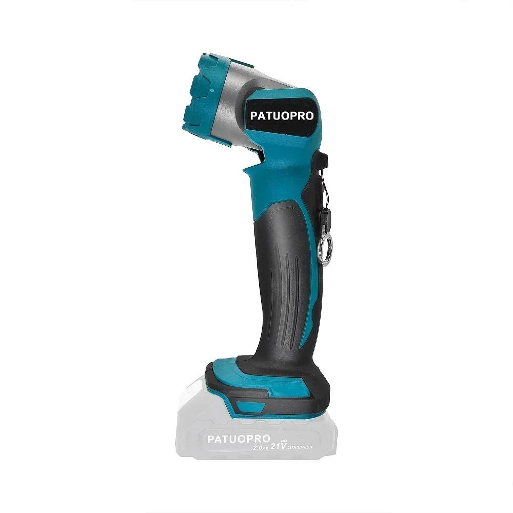 Rechargeable Cordless LED Flashlight Portable Work Light Handheld Spotlight Fit Outdoor Lighting Makita 18v Battery(No Battery)