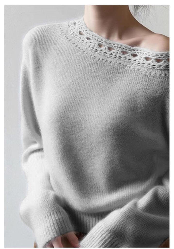 Women's French Cashmere Crochet Sweater: Soft, Loose, Thick Knit Layer for Inner or Outer Wear