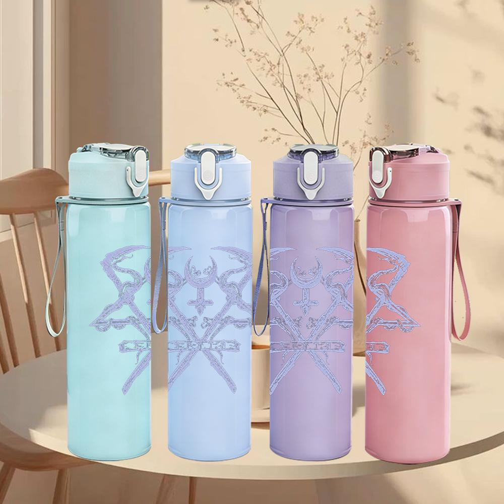 1PC Demon Horn Minimalist Line Art Print 750ml Portable Sports Water Bottle Leakproof Gym Outdoor Travel Drink Cup