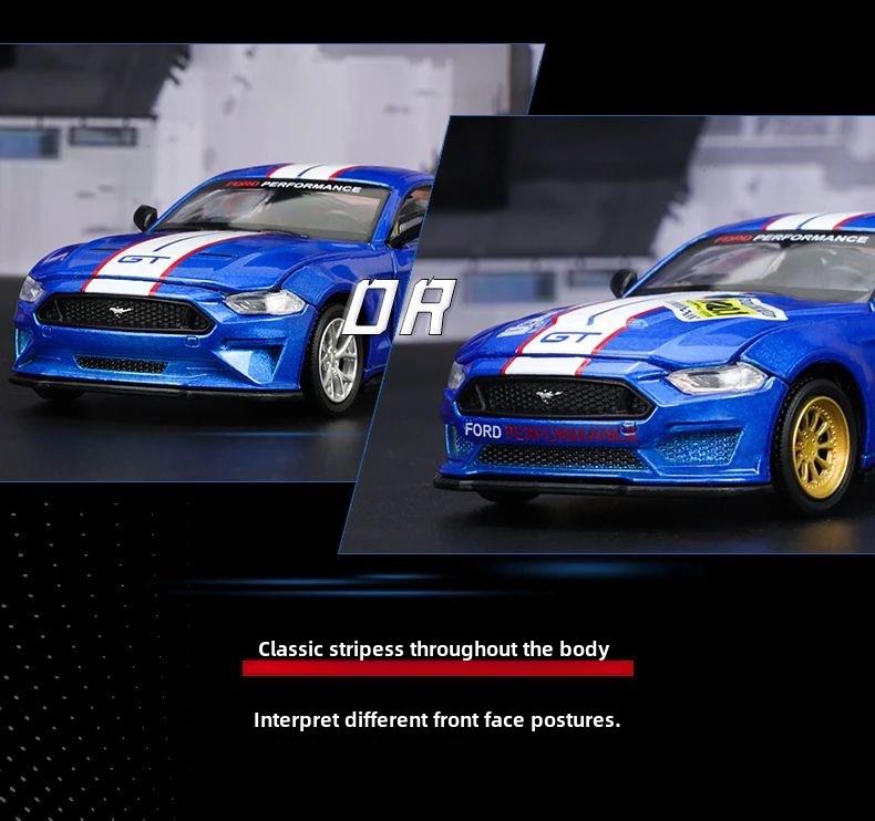 1/42 Ford Mustang GT Racing Model Car - CCA Color Amber Alloy, Assembly with Removable Parts, Modified Box Version