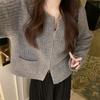 Autumn and Winter New Round Neck Zipper Knitted Cardigan Top Women's Retro Solid Color Soft Waxy Loose Sweater Jacket