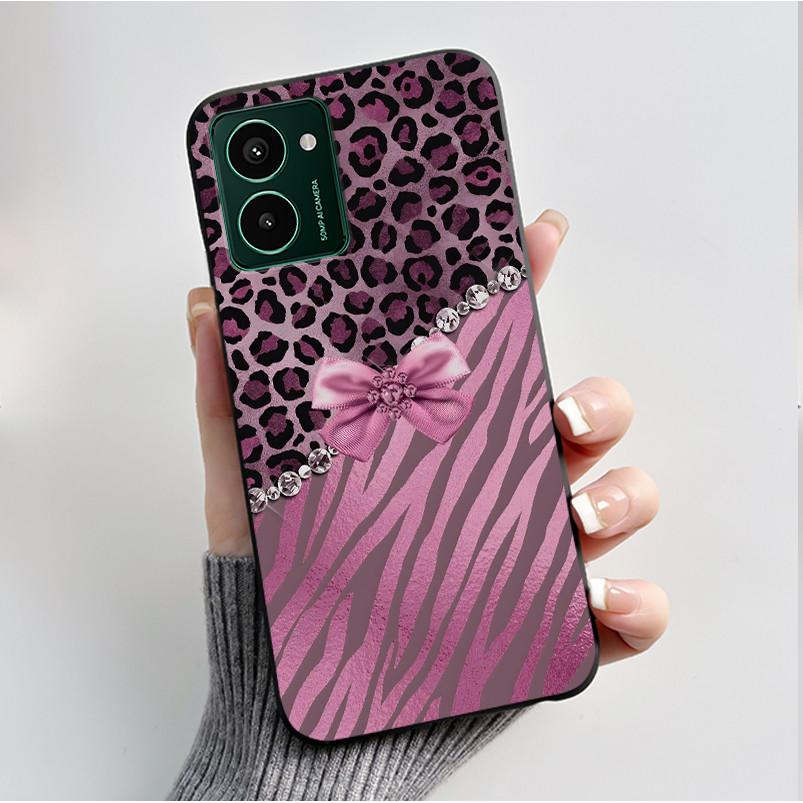 Custodia per Telefono Stampata Per Nokia HMD Pulse PRO/HMD Pulse/HMD Pulse+ Cover Guscio Nero in Morbido Silicone Custodia Carina con Fiore Cartone Animato