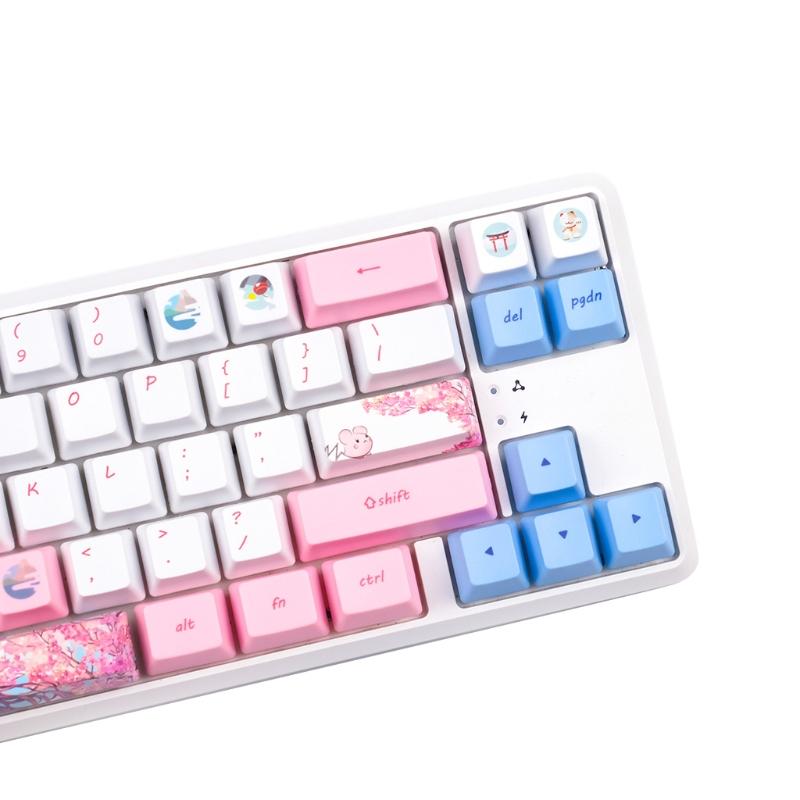 118 teclas/conjunto OEM Perfil Azul Girlish Keycap para teclado mecânico PBT Sublimação de tinta para chave Melhor presente para