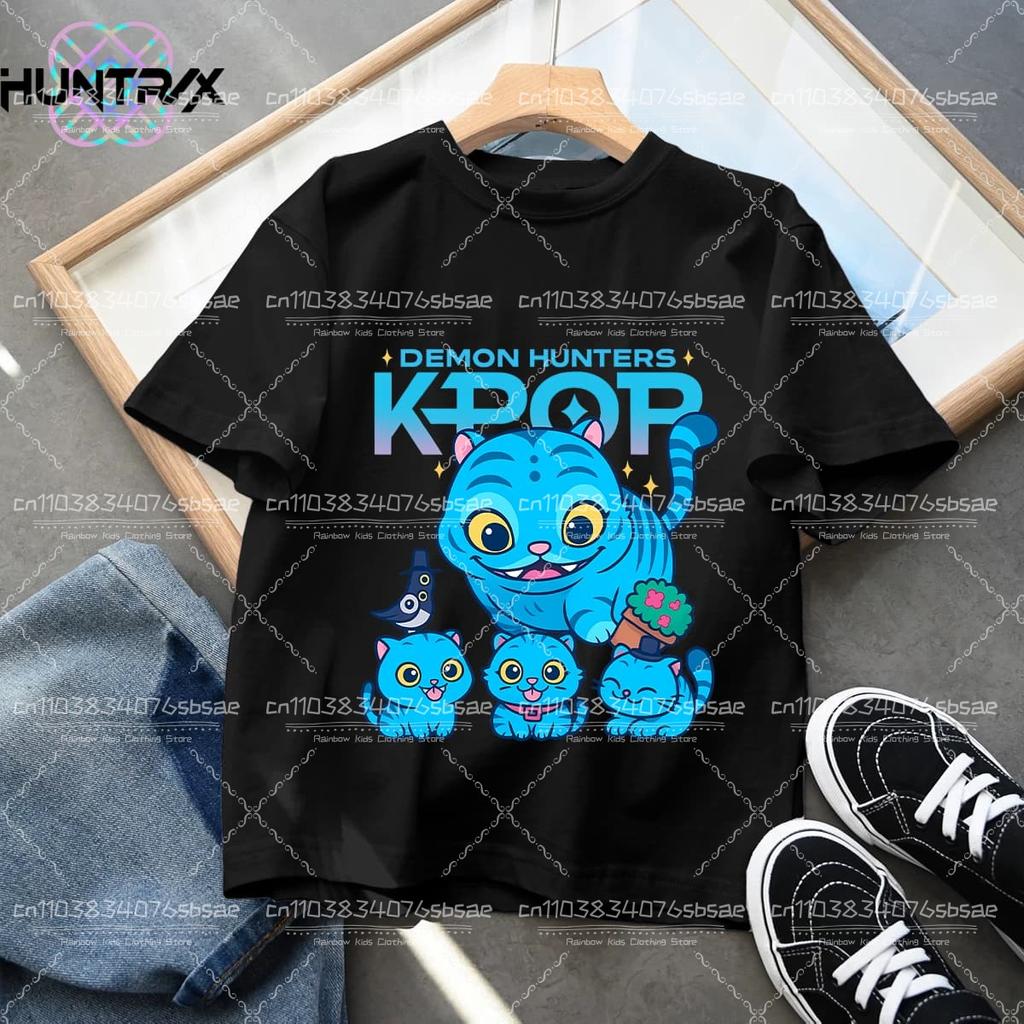 Sommarbarn T-shirt KPop Demon Hunters Rundhalsad Tecknad Flickor Pojkar T-shirt Vardaglig Tryck Mode Vardagliga Flickkläder
