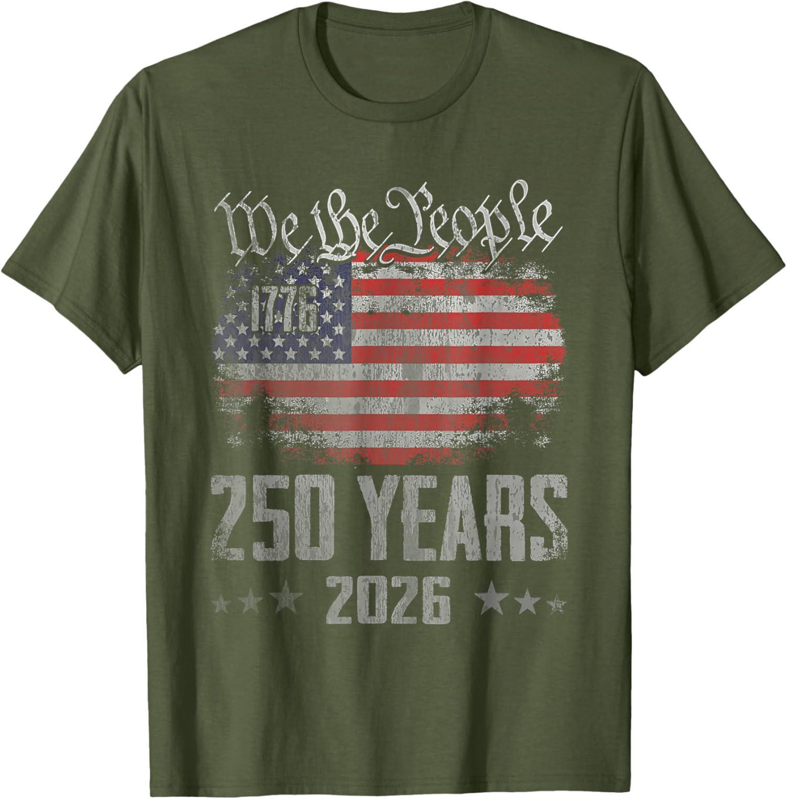 American Shirt, Semiquincentennial USA Tee, Military Style Graphic Top 3XL