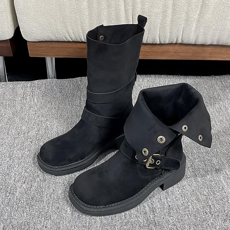 

Модные женские ботинки Thi Bot Ort Осенне-зимние ковбойские ботинки в западном стиле Рыцарские ботинки Повседневные модные ботинки из синтетической кожи 35 чёрный