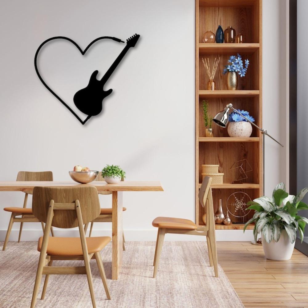 Handmade Metal Guitar Wall Art Sculpture for Music Room, Home Decor, Gift for Rock Music Lovers
