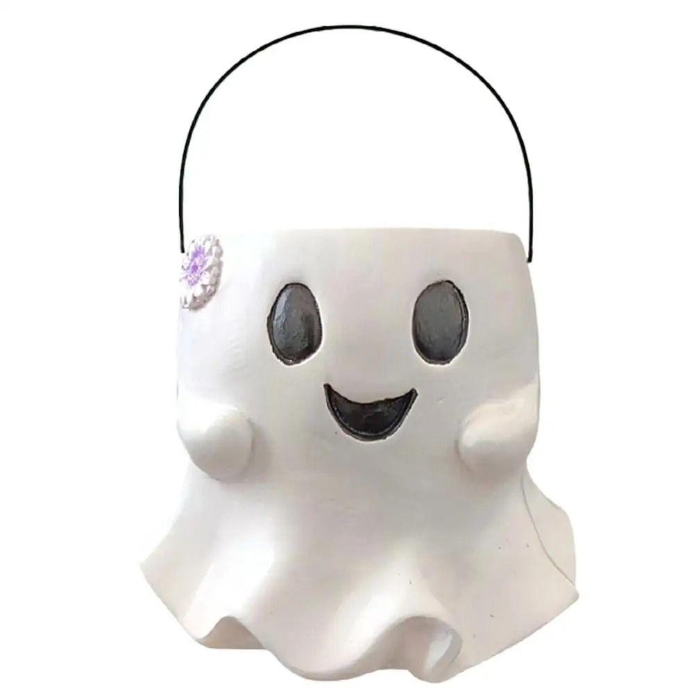 

Ведра для угощений Ведро для конфет на Хэллоуин Ведро для закусок Полимерная ваза-привидение Кашпо для хозяина Украшение привидение белый