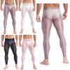 Ultra cienkie legginsy z wypukłą kieszonką dla mężczyzn, lodowo jedwabiste, rozciągliwe, prześwitujące rajstopy, elastyczny pas do ćwiczeń, sportu, na siłownię