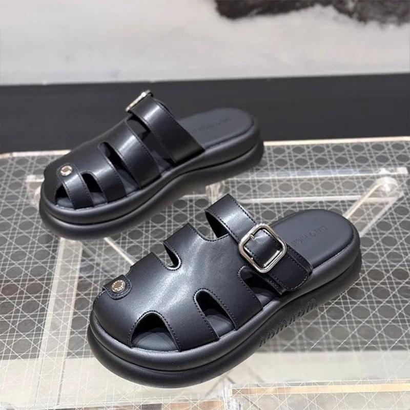 Fashion Flats Women Slippers Fashion Platform Shoes Summer Slingback Mules Shoes Cozy Casual Woman Sandals 2025 Trend Women’s Chaussures