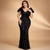 Plus-Size Foreign Trade Long Dress, New European and American Style Sequin Dress, Evening Gown for Parties