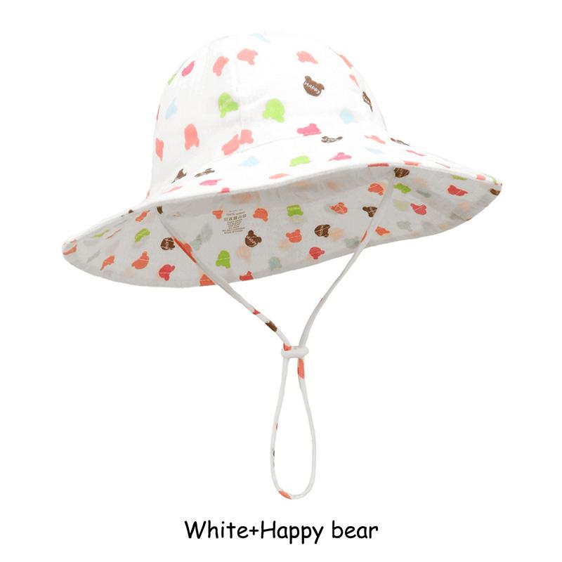 Adjustable Cotton Baby Fisherman Hat Sun Protection Breathable Cartoon Fruit Floral Print for 1-3 Years