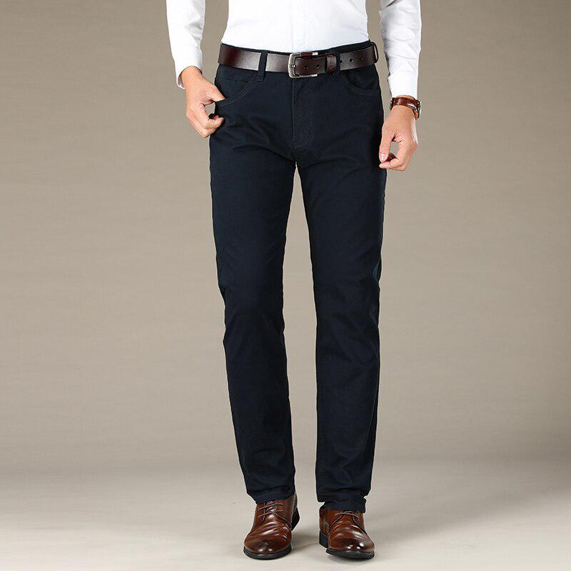 Herren-Freizeithose in Übergröße, Business-Twill-Baumwolle, normale lange Hose