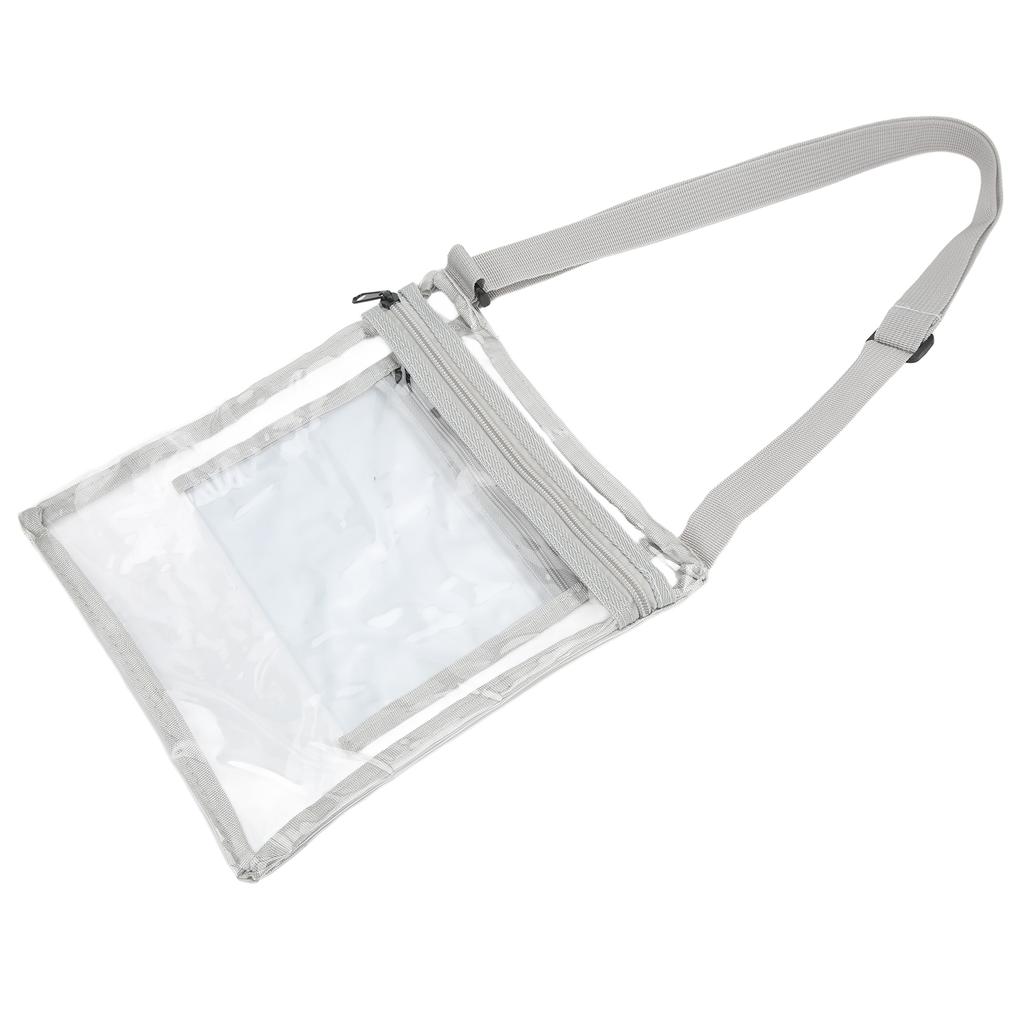 Transparent Messenger Bag with Adjustable Shoulder Strap and Inner Pocket for Sports Events Gray