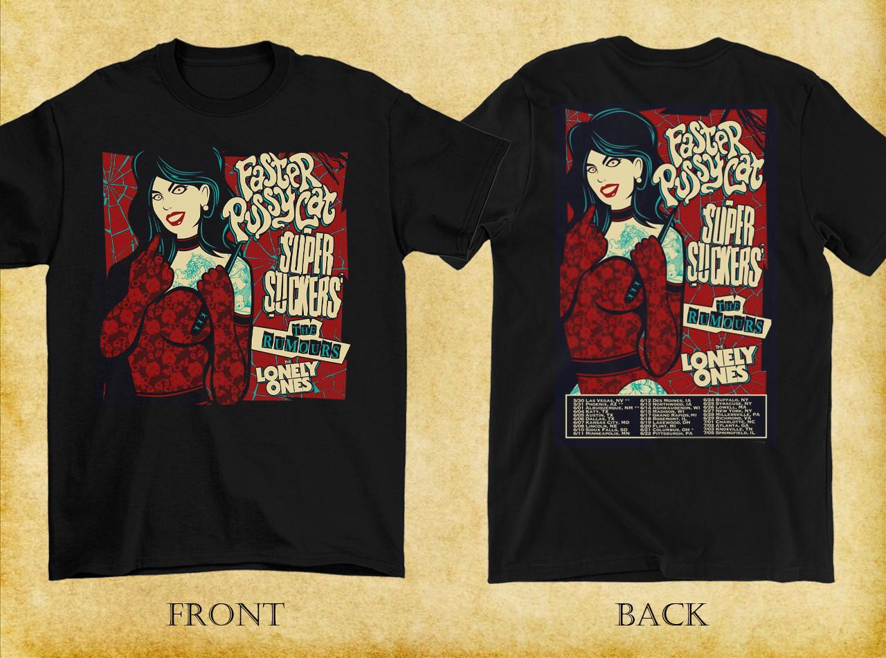 2 sides Faster Pussycat with Bands 2025 Tour Shirt Unisex S-5XL EM0717 S