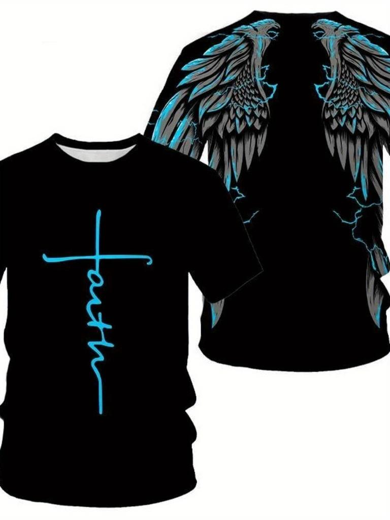 Men's and Women's Angel Wings and Cross T-Shirts