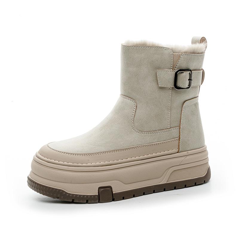 Snow Boots Women's New Winter Velvet Thickened Short Boots Warm Thick Sole Heightening Non-slip Warm Cotton Shoes