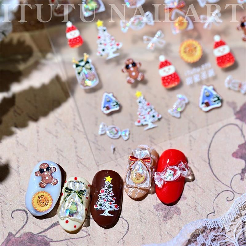 Niedliche Schneemann Nagelkunst-Aufkleber im Weihnachts-Stil Muschellicht Nagelkunst-Druck Geprägte Aufkleber Nagelkunst-Dekoration Weihnachtsgeschenke
