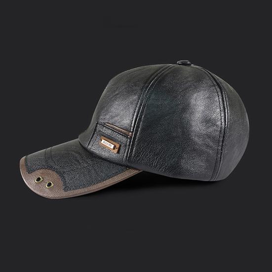 Herbst Winter Baseballkappe Kunstleder Atmungsaktiv Metallösen Color-Blocking Design Vielseitiger Lässiger Stil Baseballkappe